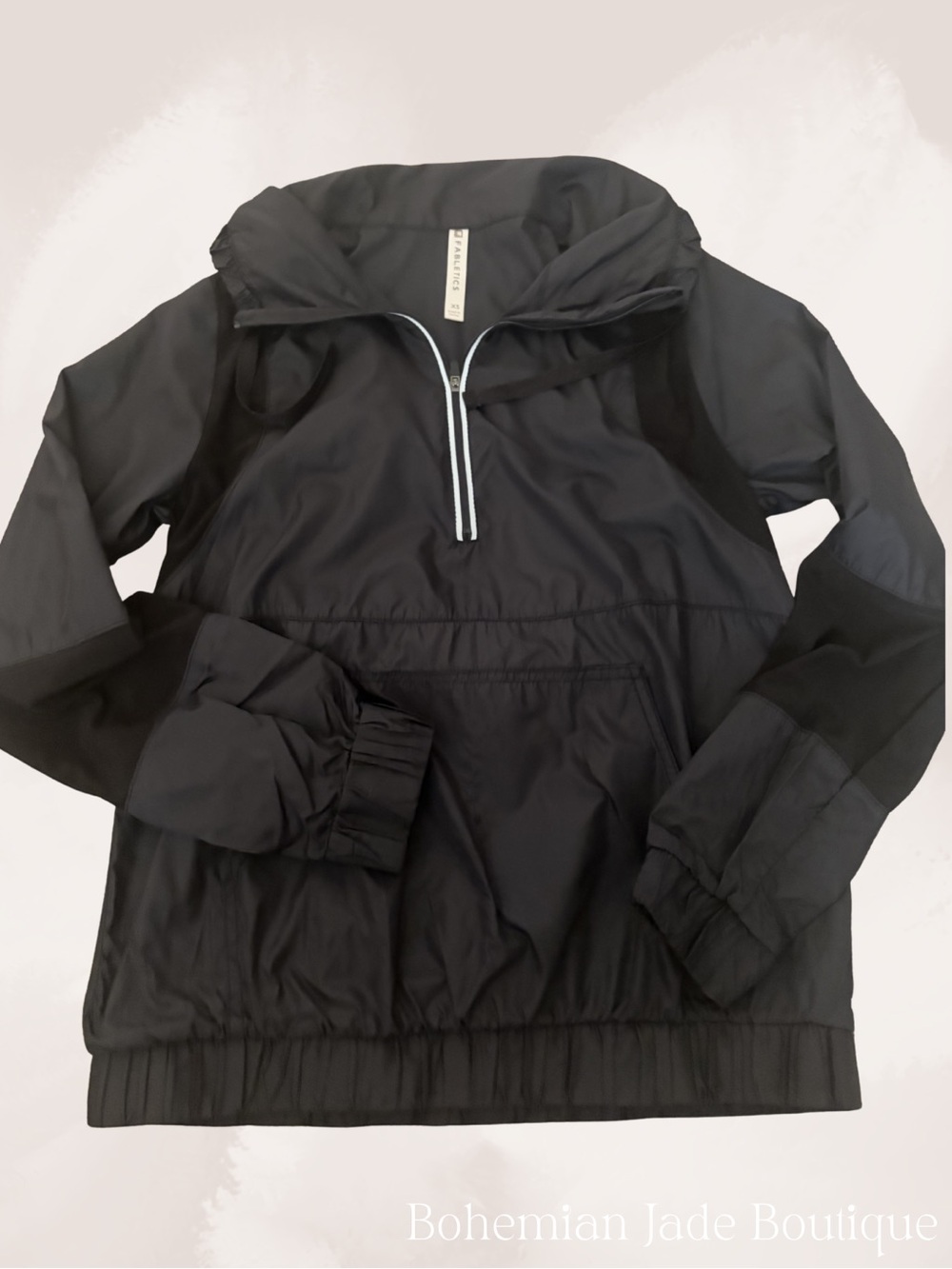 Fabletics Ziva Half Zip Windbreaker Jacket Women’s XS Black Reflective Anorak - Picture 4 of 7